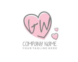 initiale gw avec cœur l'amour logo modèle vecteur