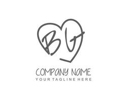 initiale bg avec l'amour logo modèle vecteur