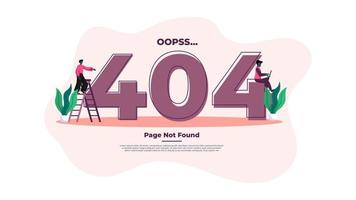 illustration de design plat moderne de la page d'erreur 404. vecteur