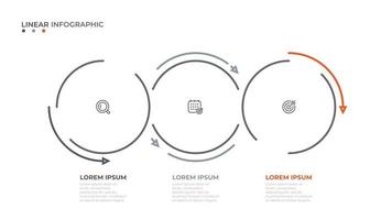 cercles linéaires de vecteur avec des éléments de flèche pour le graphique d'informations. concept d'entreprise avec 3 étapes, options.