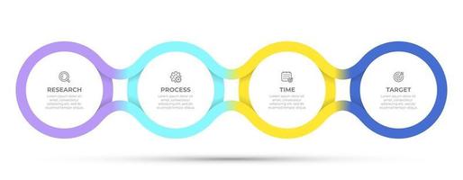 modèle de ligne de temps de vecteur pour le graphique d'informations. concept d'entreprise avec 4 options, étapes, icônes. éléments de conception de cercle créatif.