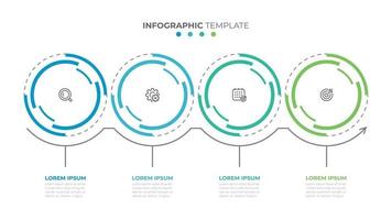 modèle graphique d'informations commerciales. chronologie avec 4 options, étapes ou cercles. illustration vectorielle. vecteur