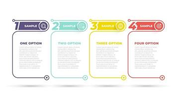 modèle d'options de numéro de conception graphique d'informations commerciales. chronologie avec 4 étapes, options. peut être utilisé pour le diagramme de flux de travail, le graphique d'informations, la conception Web. illustration vectorielle. vecteur