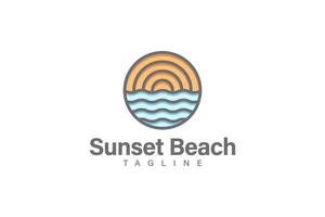 vecteur de conception de logo plage coucher de soleil