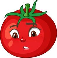 Personnage de dessin animé de tomate avec une expression de visage déçu sur fond blanc vecteur
