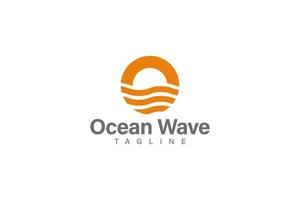 océan vague avec lettre o logo conception vecteur
