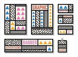 papeterie entreprise identité maquette. moderne, noir et blanc graphique avec Couleur accents, géométrique formes, lignes. vecteur illustration. disposition pour l'image de marque, produit, événement, bannière, site Internet.