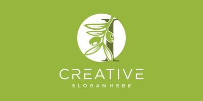 lettre logo je avec olive branches illustration de vert feuilles prime vecteur