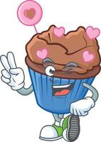 Chocolat l'amour petit gâteau dessin animé personnage style vecteur
