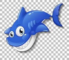 personnage de dessin animé mignon requin souriant isolé sur fond transparent vecteur