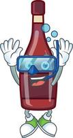 rouge bouteille du vin dessin animé personnage style vecteur