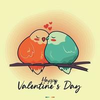 joli couple d'oiseaux de la saint-valentin vecteur