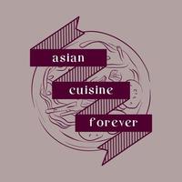 asiatique cuisine pour toujours caractères avec ligne art vecteur