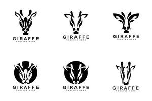 création de logo de girafe, silhouette vectorielle de tête de girafe, animal à col haut, zoo, illustration de tatouage, marque de produit vecteur