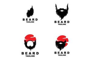 conception de logo de barbe, vecteur de cheveux d'aspect masculin, conception de style de salon de coiffure pour hommes