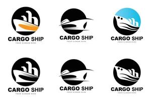 logo de navire cargo, vecteur de navire cargo rapide, voilier, conception pour entreprise de fabrication de navires, navigation fluviale, véhicules marins, transport, logistique