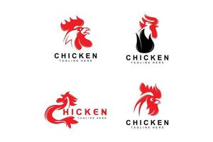 création de logo de barbecue de poulet grillé, vecteur de tête de poulet, marque de l'entreprise