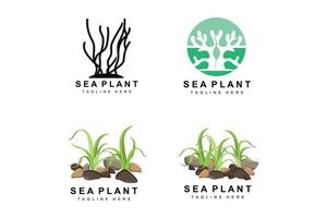 logo d'algues, conception vectorielle de plantes marines, épicerie et protection de la nature vecteur