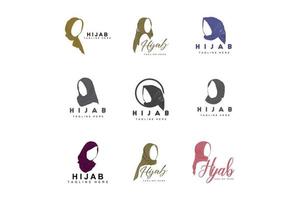 logo hijab, marque de vecteur de produit de mode, conception de boutique hijab pour femmes musulmanes