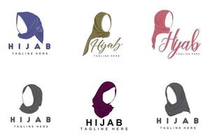 logo hijab, marque de vecteur de produit de mode, conception de boutique hijab pour femmes musulmanes