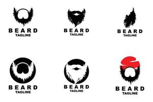 conception de logo de barbe, vecteur de cheveux d'aspect masculin, conception de style de salon de coiffure pour hommes