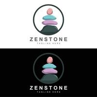 conception de logo de pierre d'équilibre, pierre de thérapie vectorielle, pierre de massage, pierre chaude et zenstone, illustration de marque de produit vecteur