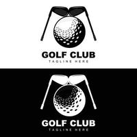 icône vectorielle logo balle de golf, bâton et golf. jeux de plein air, illustration de concept rétro vecteur