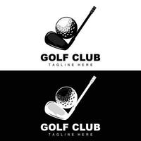 icône vectorielle logo balle de golf, bâton et golf. jeux de plein air, illustration de concept rétro vecteur