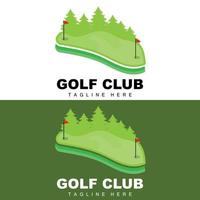 icône vectorielle logo balle de golf, bâton et golf. jeux de plein air, illustration de concept rétro vecteur