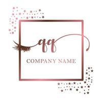 initiale logo qq écriture femmes cil maquillage cosmétique mariage moderne prime vecteur