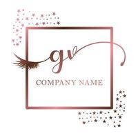 initiale logo gv écriture femmes cil maquillage cosmétique mariage moderne prime vecteur