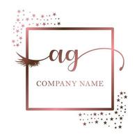 initiale logo ag écriture femmes cil maquillage cosmétique mariage moderne prime vecteur