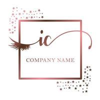 initiale logo ic écriture femmes cil maquillage cosmétique mariage moderne prime vecteur