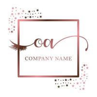 initiale logo oa écriture femmes cil maquillage cosmétique mariage moderne prime vecteur