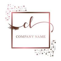 initiale logo cl écriture femmes cil maquillage cosmétique mariage moderne prime vecteur