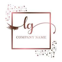 initiale logo lg écriture femmes cil maquillage cosmétique mariage moderne prime vecteur