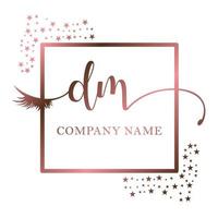 initiale logo dm écriture femmes cil maquillage cosmétique mariage moderne prime vecteur