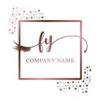 initiale logo fy écriture femmes cil maquillage cosmétique mariage moderne prime vecteur