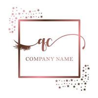 initiale logo QC écriture femmes cil maquillage cosmétique mariage moderne prime vecteur