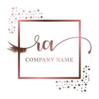 initiale logo ra écriture femmes cil maquillage cosmétique mariage moderne prime vecteur