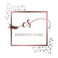 initiale logo cs écriture femmes cil maquillage cosmétique mariage moderne prime vecteur