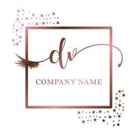 initiale logo dv écriture femmes cil maquillage cosmétique mariage moderne prime vecteur