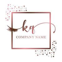 initiale logo kq écriture femmes cil maquillage cosmétique mariage moderne prime vecteur