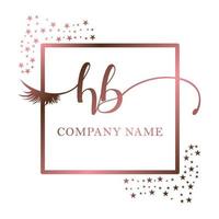 initiale logo hb écriture femmes cil maquillage cosmétique mariage moderne prime vecteur