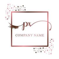 initiale logo pixels écriture femmes cil maquillage cosmétique mariage moderne prime vecteur