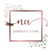 initiale logo n / a écriture femmes cil maquillage cosmétique mariage moderne prime vecteur