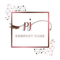 initiale logo p j écriture femmes cil maquillage cosmétique mariage moderne prime vecteur