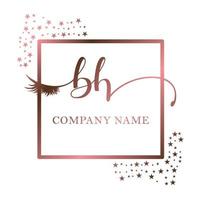 initiale logo bh écriture femmes cil maquillage cosmétique mariage moderne prime vecteur