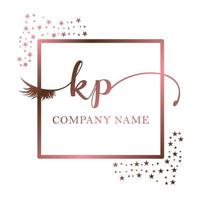 initiale logo kp écriture femmes cil maquillage cosmétique mariage moderne prime vecteur