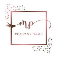 initiale logo mp écriture femmes cil maquillage cosmétique mariage moderne prime vecteur